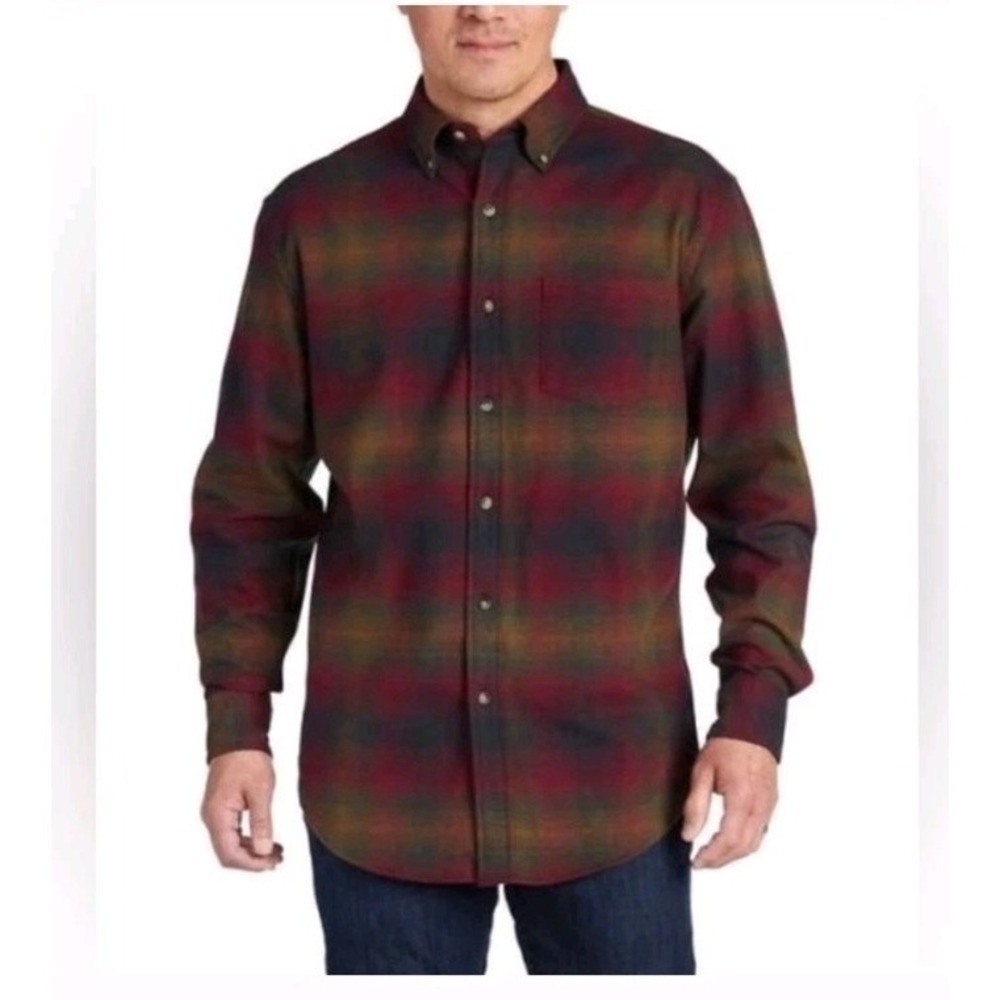 Pendleton Mason Men's Shirt LG Multicolor Red Plaid Flannel Woven Button-Down LS